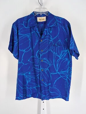 Camisa Kamehameha Hawaiana Aloha Azul Tiki Cuello Lazo De Colección Años 60 Arte Rockabilly Foto 1 de 3