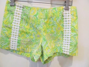 Pantaloncini in pizzo Lilly Pulitzer vintage Liza casa del gatto pazzo tigri ananas taglia 0 - Foto 1 di 7