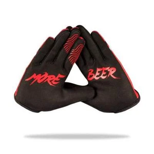 "MORE BEER" MTB Gloves - 4-way stretch, phone swipe, snarky graphics - Picture 1 of 8