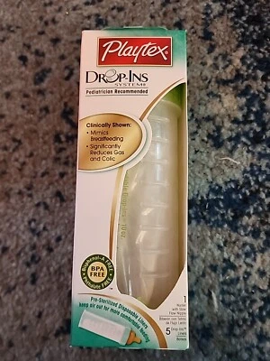 PLAYTEX  Drop-Ins Nurser Bottle with Slow Flow Latex Nipple 5 Liners New In Box - Image 1 of 4