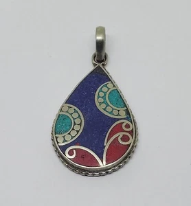 Tibetan Turquoise Coral Lapis Pendant/Locket - Picture 1 of 5