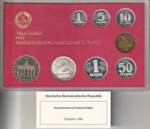 MDS DDR KMS 1986 PP / PROOF MIT 8 MÜNZEN IM HARTBLISTER - Bild 1 von 2