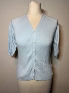 Mexx Knit Blue Female 100 % Cotton V-Neck 3/4 Sleeve Cardigan L - Picture 1 of 4