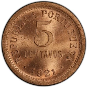 Portugal 1921 5 Centavos PCGS MS65 RD Gorgeous GEM See Photos KM 569, C22 - Picture 1 of 3