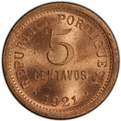 Portugal 1921 5 Centavos PCGS MS65 RD Gorgeous GEM See Photos KM 569, C22 - Image 1 of 3