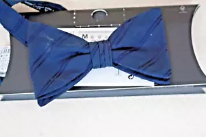 ZARA New Mens Bow Tie Navy Blue Textured Silk Poly Adjustable - Picture 1 of 5
