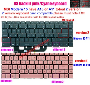 Nuevo teclado retroiluminado de Estados Unidos para MSI Modern 15 A10 A10M A10R MS-1551 A11 A11M MS-1552 - Imagen 1 de 4