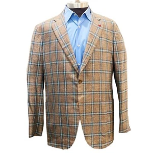 NWT Isaia Napoli Beige Plaid Sailor Base 46R (EU56) Wool Blnd Sport Jacket $4500 - Picture 1 of 16