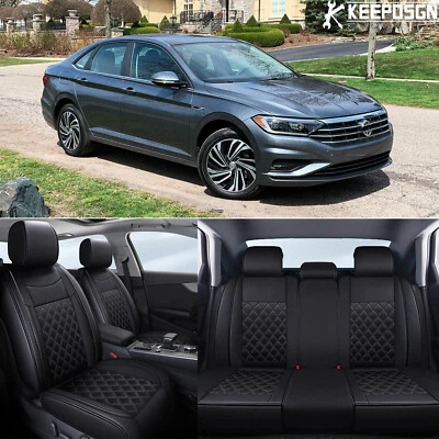 Juego completo de funda de asiento de coche de lujo de cuero para Volkswagen VW Jetta 2001-2024 Foto 1 de 4