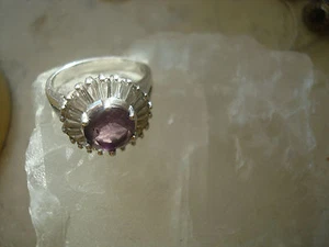echt Silber Amethyst Ring 70-er Jahre facettiert mit Zirkonia? super schön - Bild 1 von 1