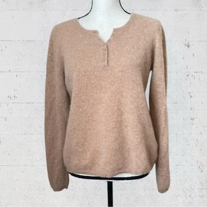 Telluride Clothing Company 100% 2-Ply Cashmere Tan Button Sweater Large - Picture 1 of 10