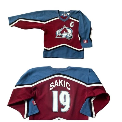 Camiseta deportiva de colección Starter Colorado Avalanche Joe Sakic #19 juvenil grande de hockey de la NHL Foto 1 de 4