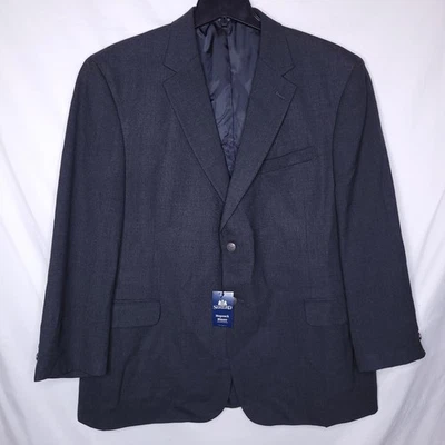 Stafford Blazer Mens 48 Regular Black Wool Blend Hopsack NWT - Image 1 of 4