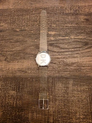 DKNY NY-9206 Designer Quartz Watch – Silver Logo Dial – Clear DKNY Strap - Works - Image 1 of 4