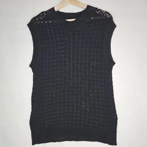 Mizuiro Ind Stitch Knit Sleeveless Black Top Size L Boho Indie Japanese Brand  - Picture 1 of 16