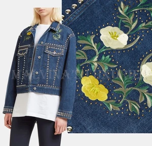STELLA MCCARTNEY DENIM JACKET FLORAL EMBROIDERED STUDDED BLUE COTTON $1,930 42 6 - Picture 1 of 8