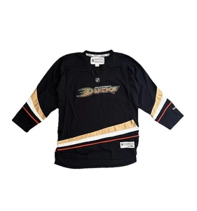 Reebok Anaheim Ducks NHL Black Hockey Jersey Youth L/ XL Black Gold White - Picture 1 of 8
