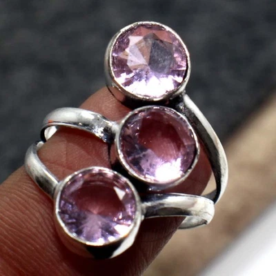 Classy Pink Kunzite 925 Silver Plated Ring Us 9.5 Handcrafted Gift JW - Image 1 of 3