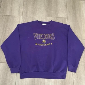 Vintage 90s Minnesota Vikings Sweatshirt Logo Athletic NFL Crewneck Purple XL - Bild 1 von 5