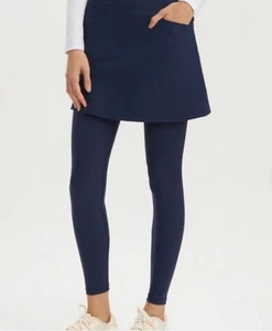 Leggings donna con gonna plissettata schiena Renwick medi blu navy nuovi con etichetta - Foto 1 di 5