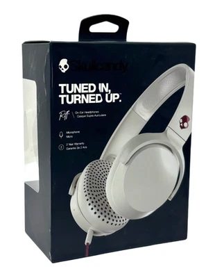 Skullcandy Riff On Ear Wired Headphones with Mic White Crimson - Image 1 of 2