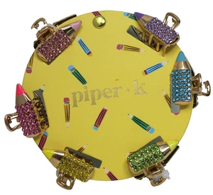 Piper K Rhinestone Pencil Hair Mini Clip Set of 6 Teacher Gift Claw Pink Blue - Picture 1 of 3