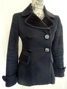 Mango Cabanjacke Blazer Jacke Gr S 36 Dunkelblau Samtkragen Damen Zweireiher - Bild 1 von 24