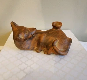 Jarrón de cerámica de arcilla con figura de perro sonriente estilo precolombino de Colima mexicano - Imagen 1 de 15