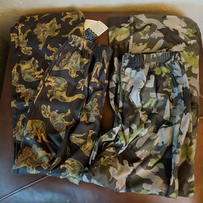 Up-Late Pajama Bottoms Boys Xl 14 16 Dino And Camo Dino Set Of 2 NWT Green Brown - Image 1 of 4