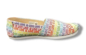 Toms Women's Alpargata Slip On Flats Rainbow Canvas Love is Love Pride 6.5 - Picture 1 of 6