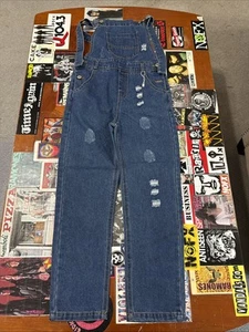 Kidscool Space Denim Overalls Distressed Blue Unisex Kids Size 14.5 NWOT - Picture 1 of 6