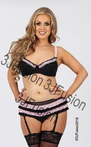 Ladies Black/Pink Bra & Shorts Lingerie/Underwear Set San Valentín Navidad (DA) - Imagen 1 de 19