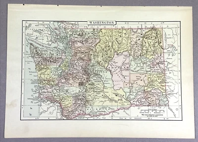 Mapa antiguo ilustración del condado del estado de Washington enciclopedia de Estados Unidos 1901 Foto 1 de 4