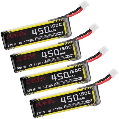 4 Stück 1S 150C 450mAh 3,8V HV LiPo-Akkus mit BT2.0-Stecker für RC-Rennwagen NEU - Bild 1 von 4