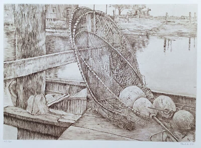 Vahle, Fritz  (1913 Bochum – 1991 Lüneburg)  „Hafen Orth auf Fehmarn“ - Bild 1 von 4