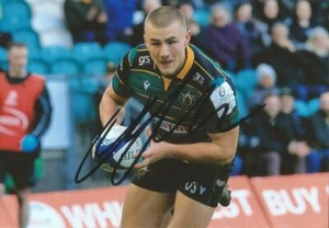 NORTHAMPTON & ENGLAND RUGBY: OLLIE SLEIGHTHOLME SIGNED 6x4 ACTION PHOTO+COA - Picture 1 of 1
