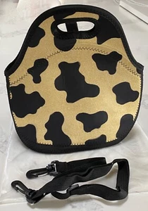 Lunch Bag Neoprene Insulated Tote Washable Lightweight Work Picnic Cow Print - Picture 1 of 4
