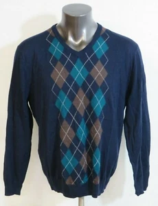 Mens JOS. A. BANK Signature Collection Wool Argyle V Neck Sweater Size XL Blue - Picture 1 of 6