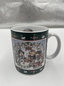 Lang & Wise "Teddy's Swan Sleigh" Ceramic Porcelain 1997 Mug Cup Nita Showers - Picture 1 of 4