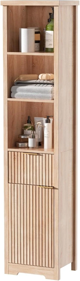 Gabinete de almacenamiento de canal alto delgado de 68 pulgadas, hecho de madera de roble natural!! Foto 1 de 4