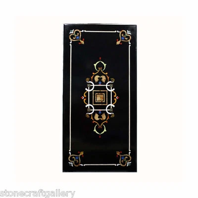 48" x 24" Marble Center Table Top Pietra Dura Handmade Work For Home & Gift - Image 1 of 4