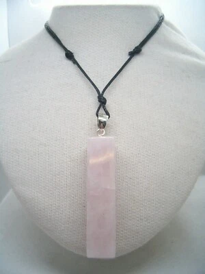 Ciondolo in ARGENTO 925 con QUARZO ROSA naturale - pendente Pietra Dura - - Immagine 1 di 4