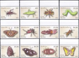 Cook Is 2014 Bee/Beetles/Butterflies/Grasshopper/Insects/Nature 12v set (s5479b) - Picture 1 of 1
