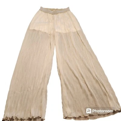Pantalones para mujer talla M marfil cintura ajustada transparentes boho gitanos hadas fluidos  Foto 1 de 4