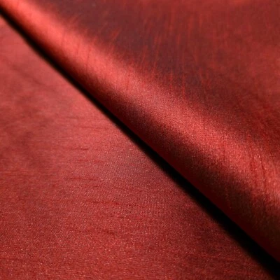 BURGUNDY WINE FAUX SILK POLY DUPIONI FABRIC 58" BY THE YARD LIPSTICK RED - Image 1 of 4