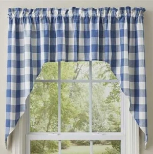 Bolsos Country Farmhouse Wicklow China azul blanco a cuadros de búfalo 72" x 36" - Imagen 1 de 1