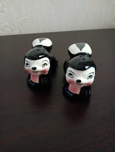 Vintage Japan anthropomorphe Stinktier Paar Salz & Pfefferstreuer gekauft 1957 - Bild 1 von 12