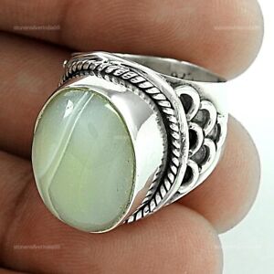 Natural Botswana Agate 925 Silver Statement Tribal Ring Size 6 For Women C7