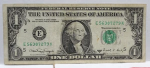 $1 1988A E-K Plate #4/4 RUN 9 ( WEB NOTE) FEDERAL RESERVE NOTE CURRENCY - Picture 1 of 2