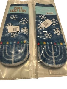 Calcetines acogedores de salón Bath & Body Works HAPPY HANUKKAH Menorá azul con infusión de karité x2 - Imagen 1 de 2